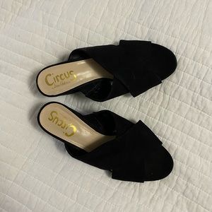 “Stevie” faux suede sandal